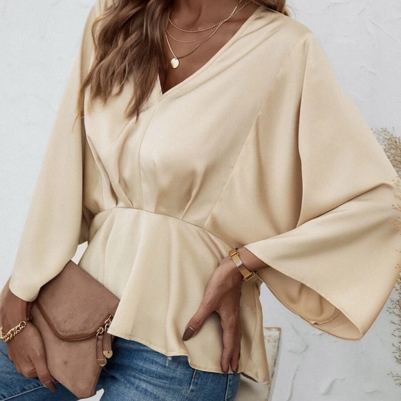 V neck Kimono Sleeve Oversized Blouse - Picture 15 of 15